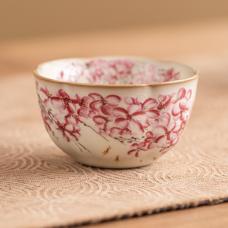 Cốc miệng hoa thạch mỡ lợn cốc cốc uống trà có thể mở được cốc chủ nhân cốc cốc trà cao cấp dành cho nữ bộ trà Kung Fu