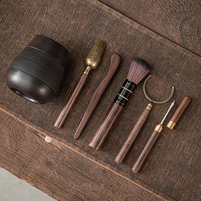 Trà đạo Gốm Tím sáu quý ông dao trà kẹp Trà thìa Trà thìa trà bút Dụng cụ pha trà Trọn Bộ Phụ Kiện Bộ trà gốm sứ