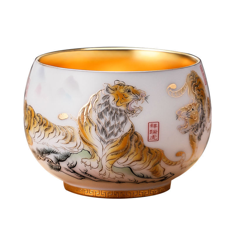 Cốc chủ nhân mạ vàng 24k tách trà lớn tách trà Kung Fu tách trà thủ công cao cấp bán buôn gia dụng