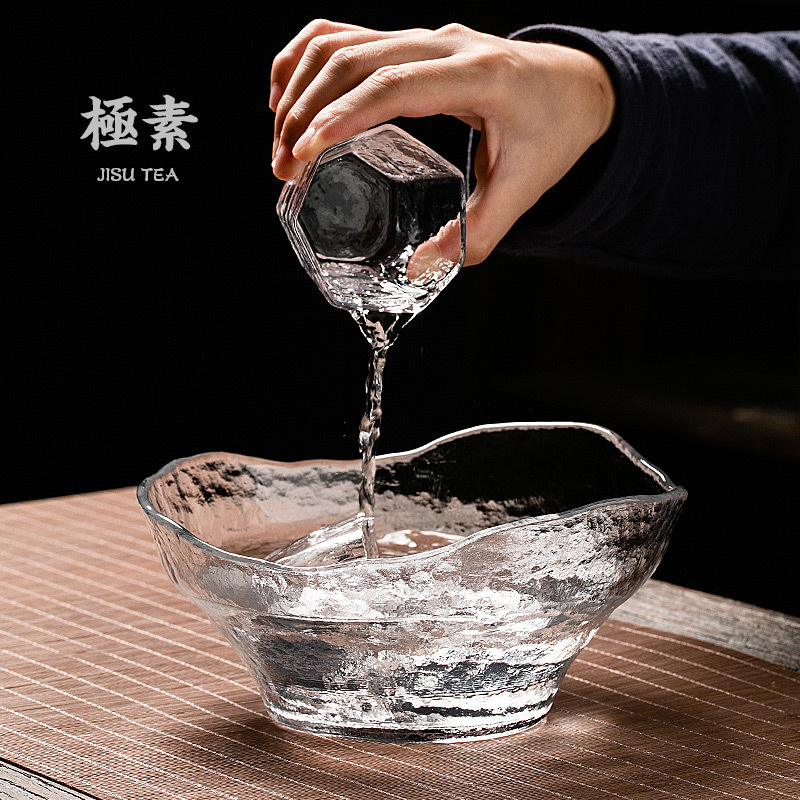 Bát trà Bát đựng nước rửa bút rửa trà thủy tinh cực kỳ cực lớn dụng cụ trà Kung Fu Nhật Bản gia dụng Phụ kiện Khay hoa quả trà đạo