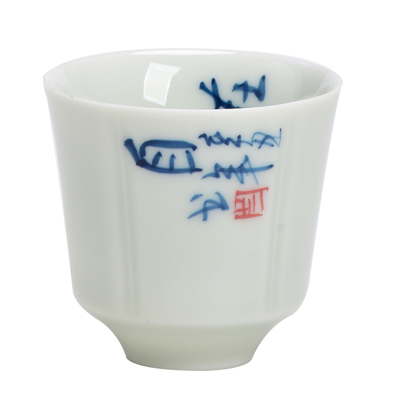 Cốc trà vẽ tay gốm sứ bộ trà Kung Fu cốc chủ nhân cốc đơn đồ gia dụng bằng men ngọc cổ cốc trà màu tráng men