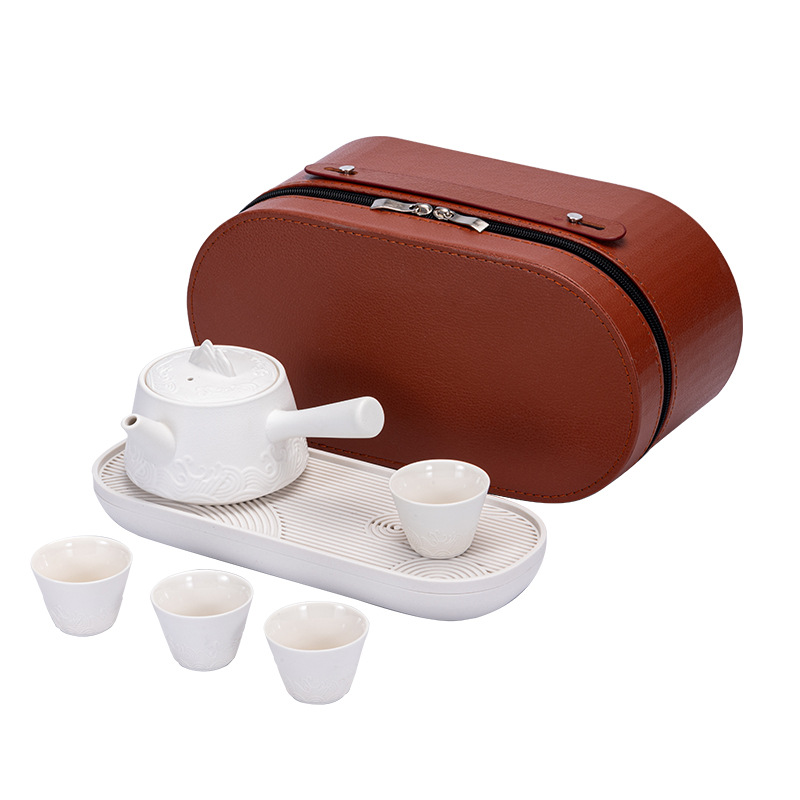 Bộ ấm trà du lịch kiểu Nhật, cốc trà kungfu, ấm trà gốm sứ văn phòng gia dụng, khay trà ngoài trời đơn giản hiện đại