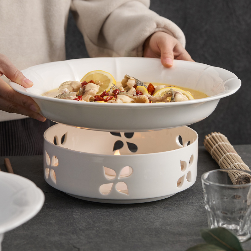 Đĩa gốm sứ cảm giác cao cấp nồi khô khách sạn bộ đồ ăn bếp mở trang trại đĩa cách nhiệt đĩa ăn nến bếp sưởi