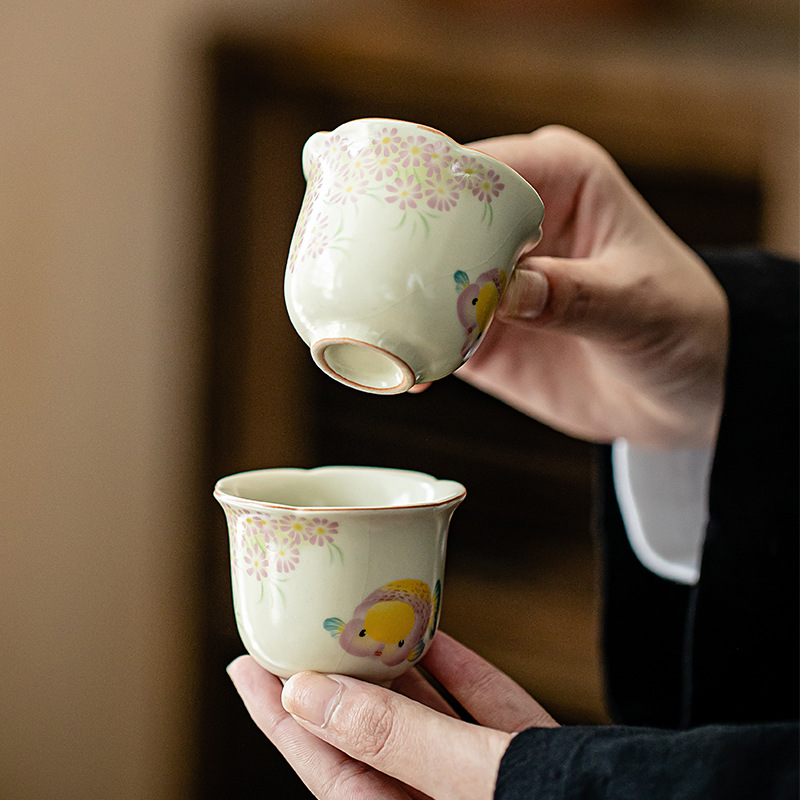 Cốc miệng hoa cá vàng Ruyao cốc chủ sở hữu Bộ trà Kungfu gia dụng cốc trà gốm