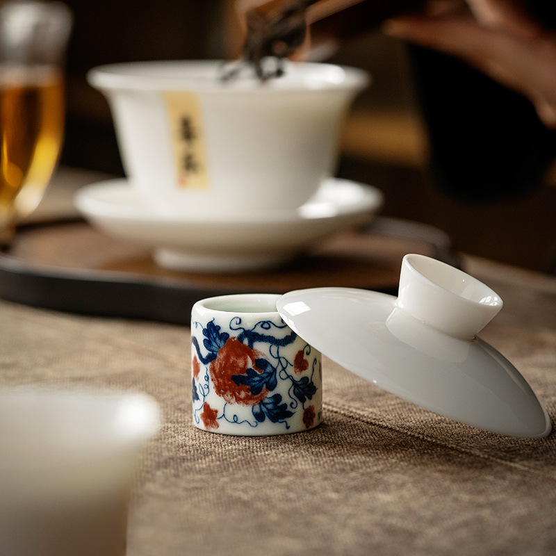 Nắp gốm sứ, phụ kiện bộ ấm trà Kung Fu, nắp ngón tay, nắp ấm cổ điển vẽ tay, nắp bát, nắp trà