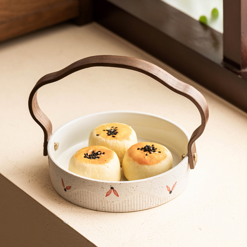 Đĩa trái cây hoa hướng dương được vẽ bằng bột, đĩa kẹo gốm, bàn trà, đĩa ăn vặt, giỏ trái cây trang trí sáng tạo gia dụng