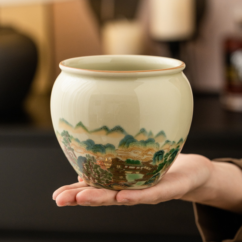 Nhà máy Phong cảnh đầy màu sắc Jianshui Trà rửa bút rửa bình trà gốm sứ Xỉ trà cổ điển Phụ kiện trà đạo biển Kung Fu