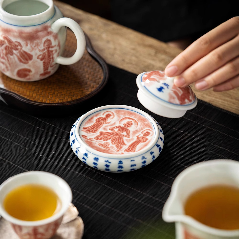 Yundku củi nung chà xát nắp nắp nắp ấm gốm sứ nắp nắp nắp nắp ấm chén phụ kiện bộ trà Kung Fu Trung Quốc đế lót ly