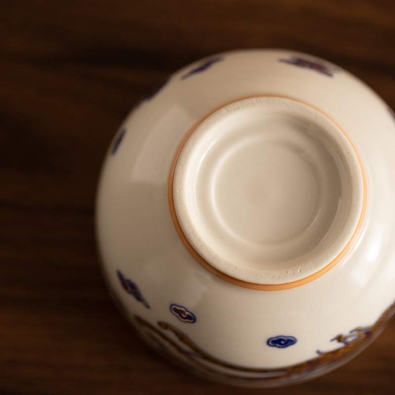 Cốc trà ngon cốc chủ nhân cốc đơn chén trà bát trà gốm sứ gia dụng đơn bộ trà Kung Fu hộp quà gốm sứ rồng phượng