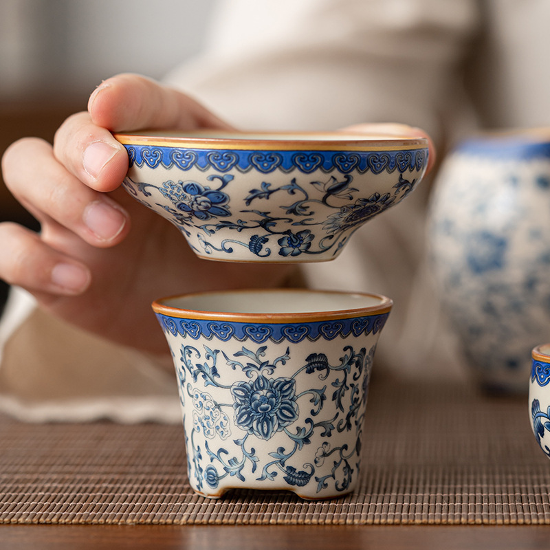 Màu vàng be hở lỗ trà lò Ru lọc trà bộ trà duy nhất bộ trà Kung Fu lưới lọc gốm lọc trà ngăn trà phễu