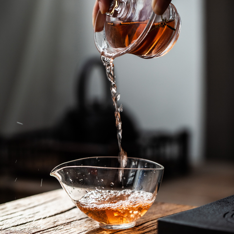 Cốc công bằng thủy tinh Bộ tách trà biển dày dặn Bộ tách trà trong suốt đơn giản chịu nhiệt cỡ lớn Bộ trà Kung Fu cỡ lớn