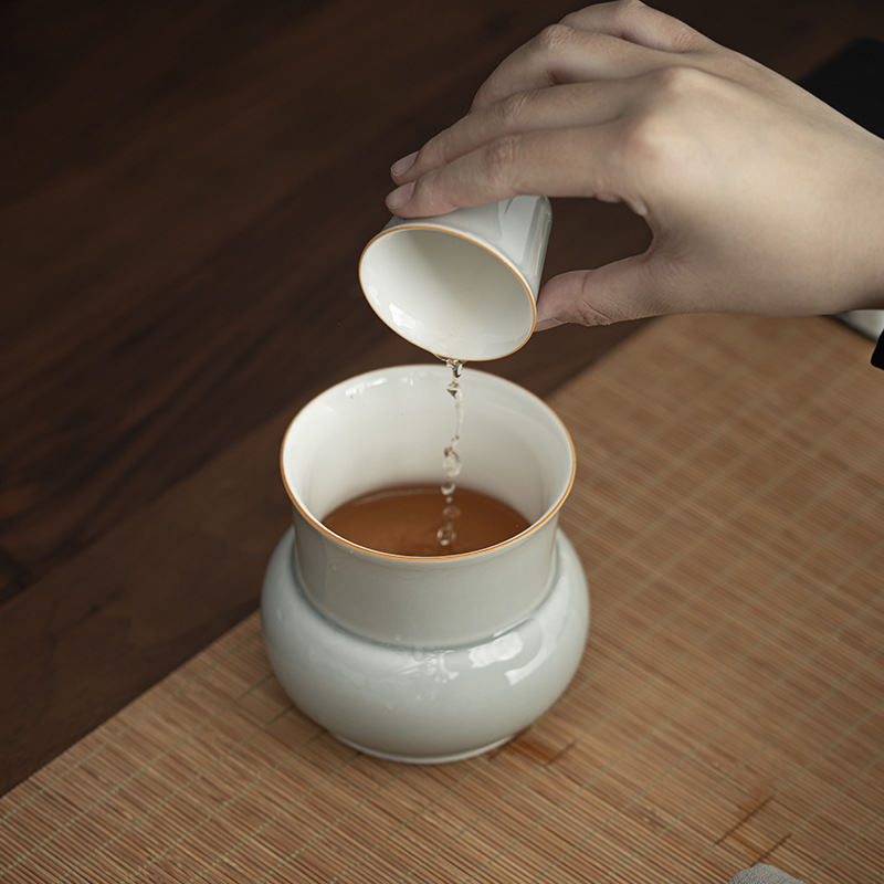 Đá Xám men có công suất Jianshui men bồ hóng Nhật Bản gia dụng phụ kiện trà đạo Kung Fu thùng nước Thùng trà xỉ Thùng trà Thùng trà