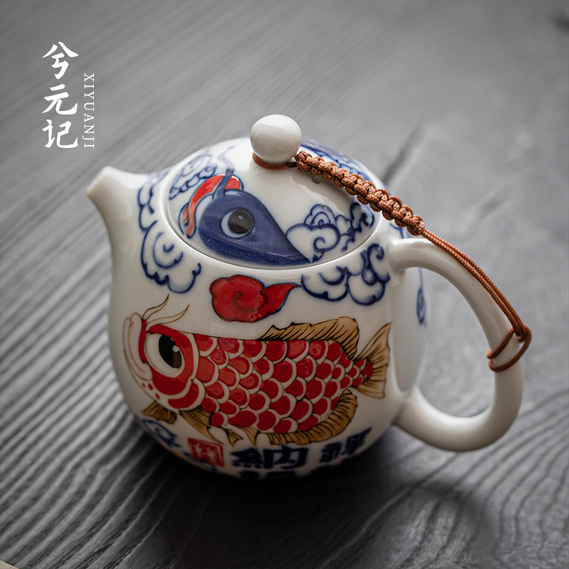 Bộ trà Kung Fu một ấm hai cốc cá rồng, hộp quà tặng gia dụng cao cấp sang trọng nhẹ, quà tặng quà tặng
