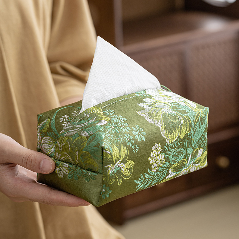 Hộp đựng khăn giấy thổ cẩm hộp rút giấy phòng khách gia dụng bọc khăn giấy đựng đồ sáng tạo đơn giản phụ kiện trà đạo Kung Fu kiểu Trung Quốc