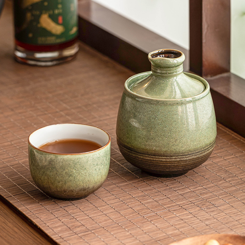 Đồ hâm rượu bằng gốm biến đổi lò nung bầu trời đầy sao màu xanh lá cây bình đun rượu nóng bình đun rượu gia dụng bình đun rượu