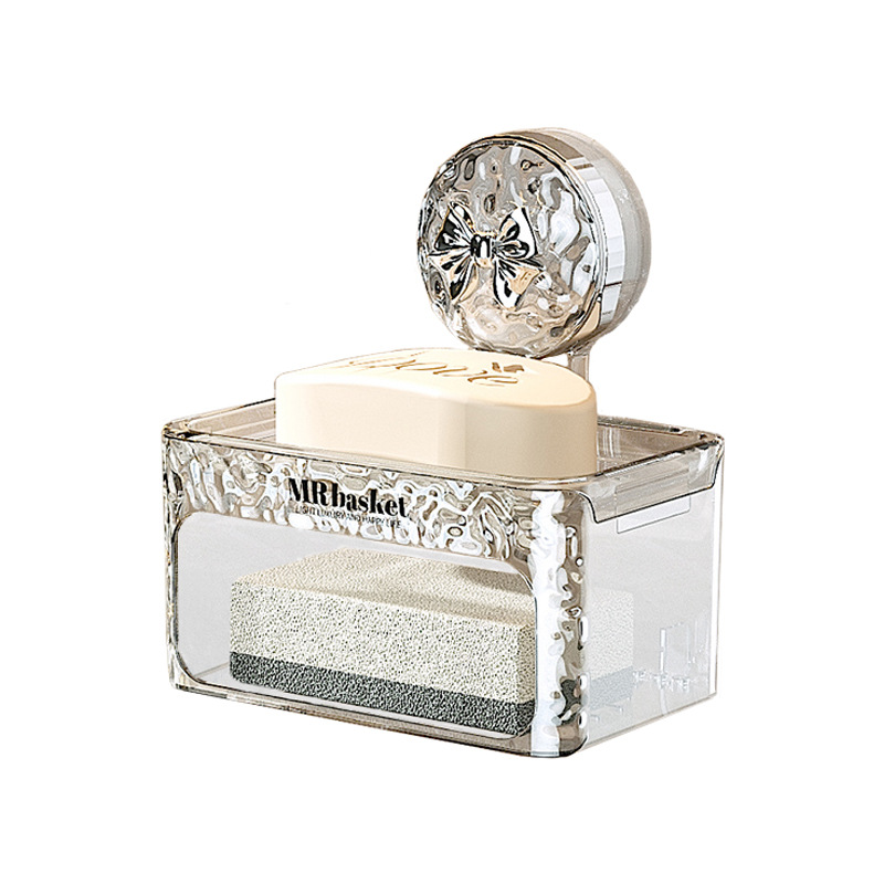 Khay hút hộp đựng xà phòng treo tường không đục lỗ gia dụng cao cấp giá để ráo nước trên tường hộp đựng xà phòng hai lớp