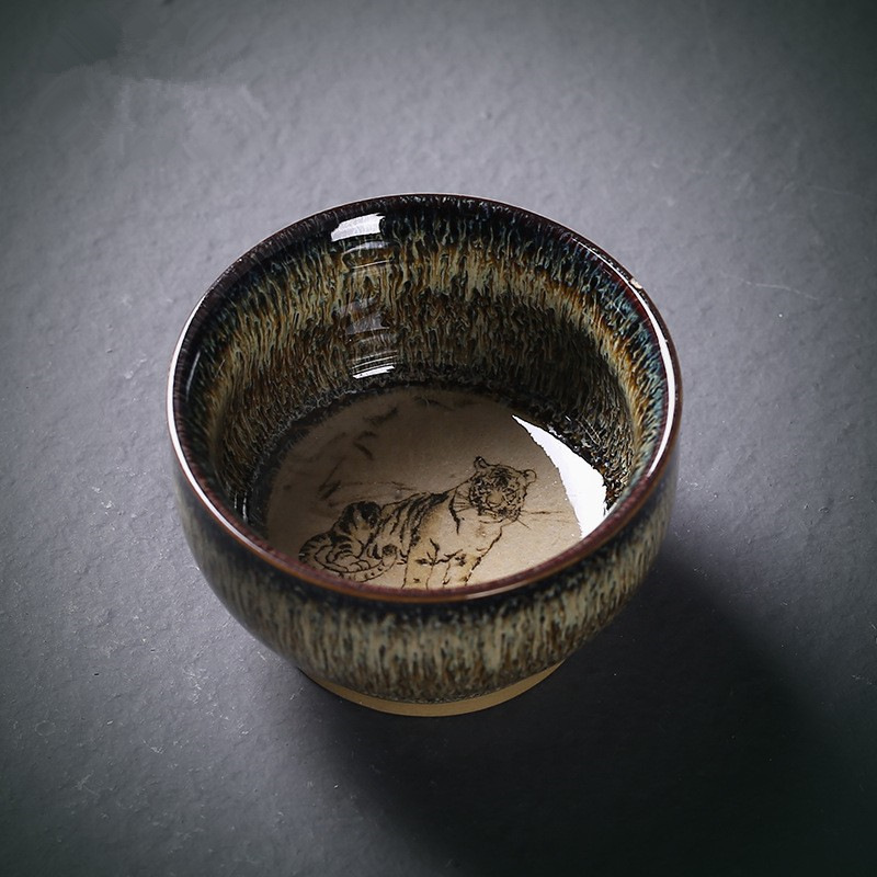Cốc trà Kung Fu 12 cung hoàng đạo, cốc chủ nhân, cốc đơn, dụng cụ trà biến đổi lò, cốc trà đơn, cốc trà nhỏ bằng gốm