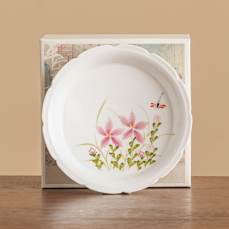 Bộ dụng cụ trà gốm sứ gia dụng hình chuồn chuồn hoa hướng dương, gồm đế chén trà, giá đỡ ấm trà, thảm trà, khay đựng trà khô, khay bong bóng.