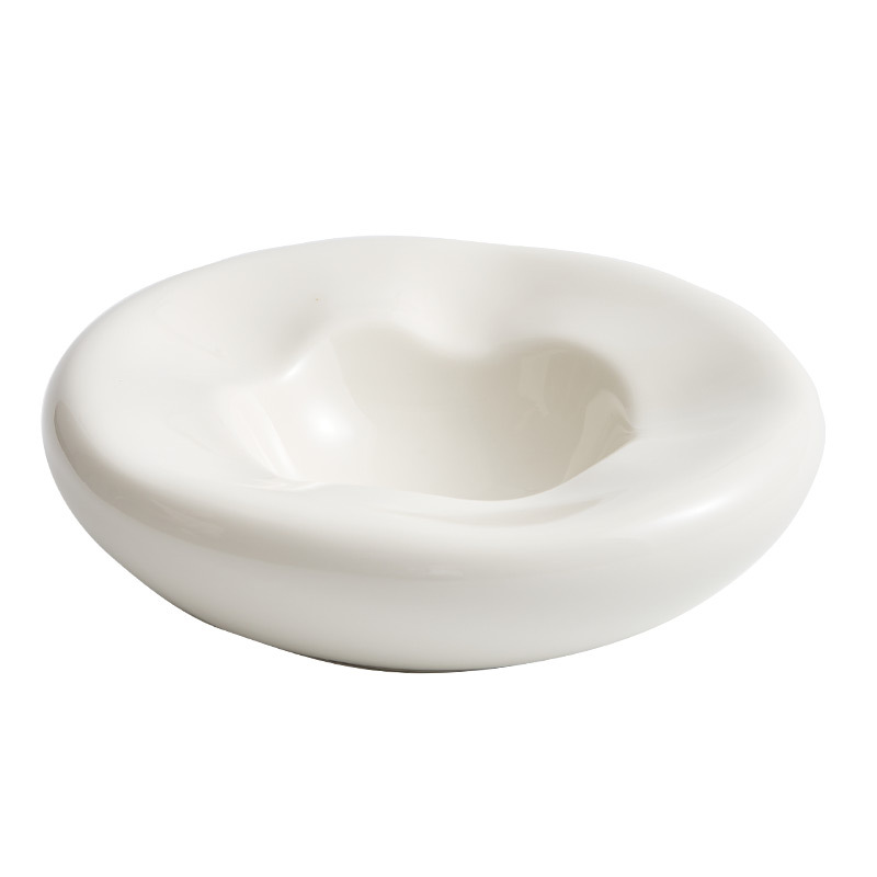 Đĩa món ăn hai lớp sứ trắng, nhà hàng khách sạn cao cấp, đĩa cách nhiệt đặc trưng sáng tạo, Đĩa tráng miệng kiểu tổ