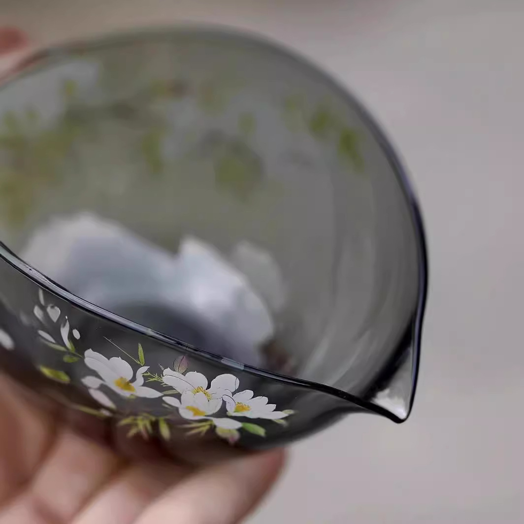 Cốc thủy tinh lưỡi liềm, tách trà, bộ trà đặc biệt trà xanh, bộ lọc, tách trà, bộ lọc, dụng cụ tách trà Kung Fu