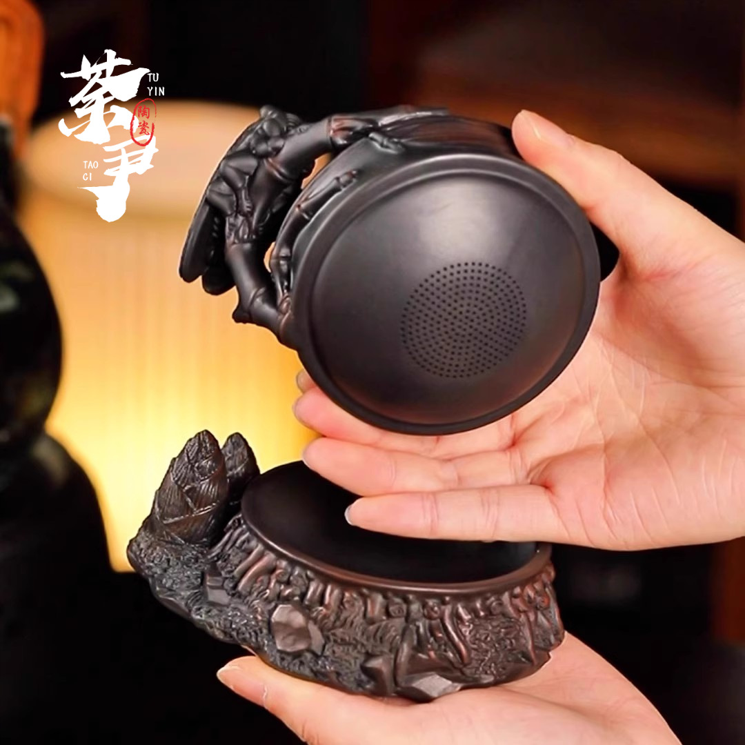 Lọc trà gốm tím lọc bã trà lưới lọc trà phụ kiện trà đạo bộ trà đồ trang trí thú vị trà sáng tạo lọc trà gia dụng