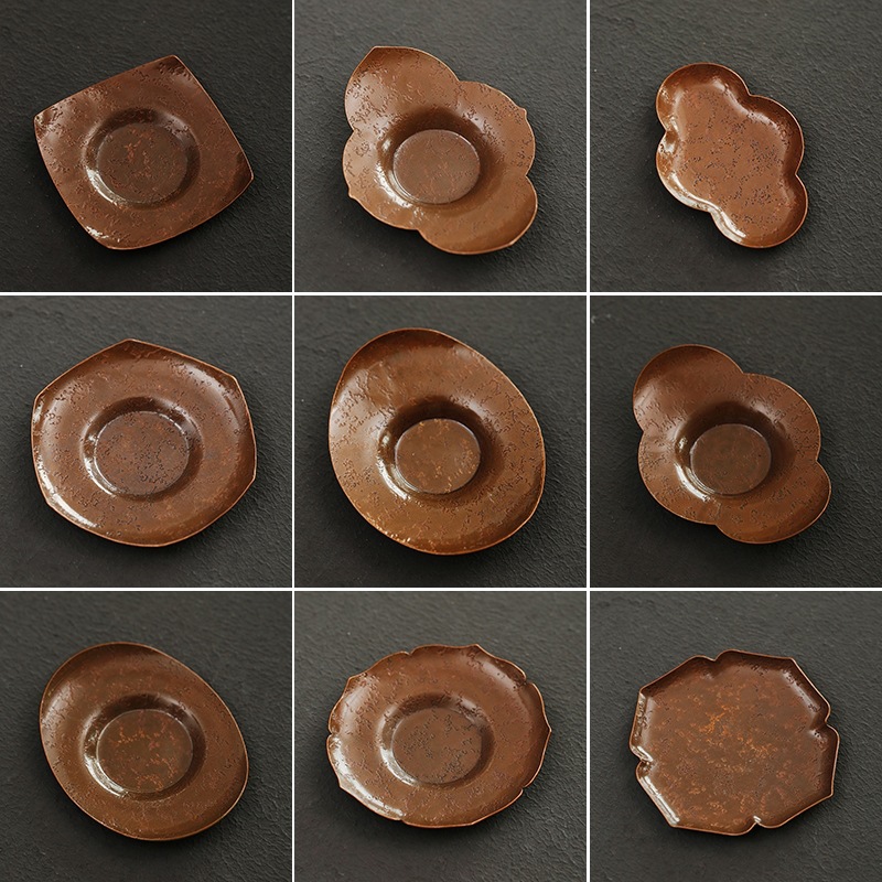 Bán buôn đế lót ly trà sáng tạo, đế lót ly bằng đồng nguyên chất, giá đỡ cốc bằng đồng, thảm cách nhiệt ấm trà, phụ kiện bộ trà, giá đỡ cốc trà kiểu Nhật