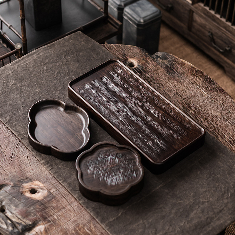 Nhà sản xuất bán buôn Ấm gỗ Đàn hương đen nguyên khối bàn pha khô bàn trà nhỏ ấm gỗ rắn ấm ấm ấm ấm đệm ấm trà khay trà