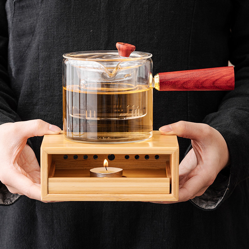 Nến ấm trà đun trà cơ sở trà nướng Bộ trà tre bếp trà có giá đỡ nến bàn trà đun trà kiểu Nhật ấm trà
