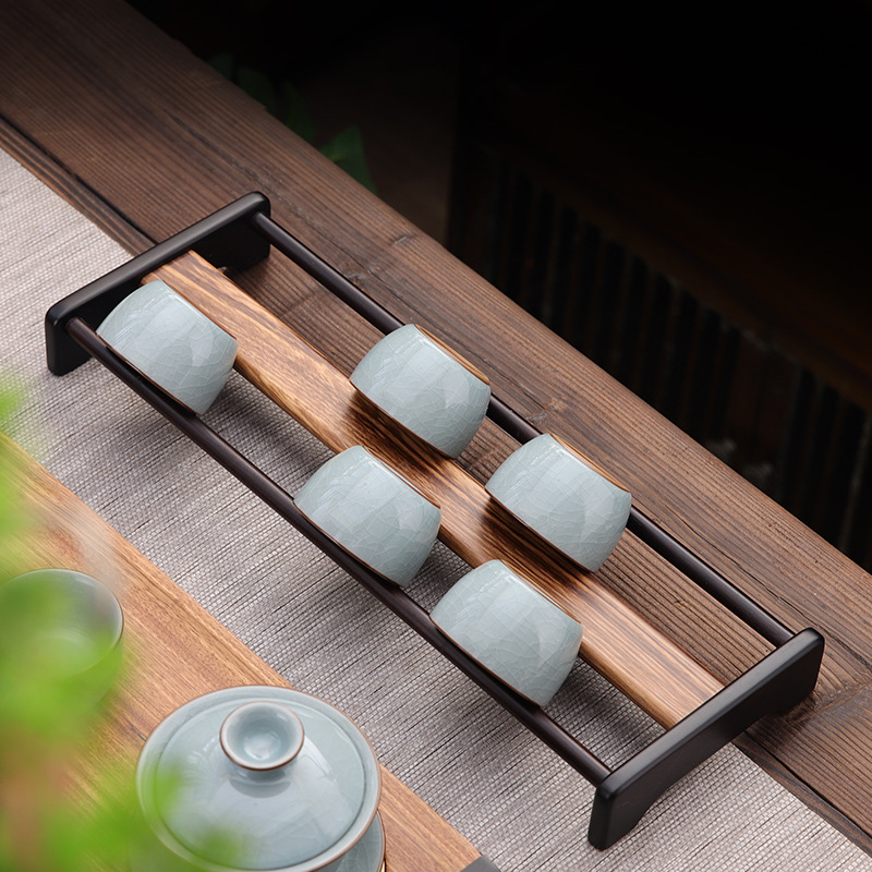 Giá đựng cốc trà bằng gỗ rắn Giá đựng đồ Bộ trà Kung Fu tách trà thoát nước Giá đựng cốc phụ kiện trà đạo