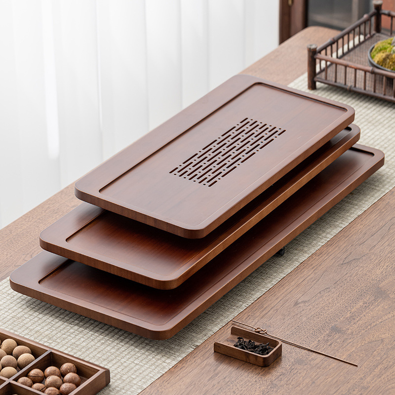 Khay trà tre nặng, bàn pha khô Kung Fu văn phòng gia dụng, bàn trà tre nhỏ thoát nước