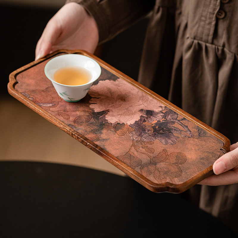 Khay pha khô gỗ óc chó bàn trà văn phòng bàn trà gia dụng phụ kiện bộ trà thiền kiểu Trung Quốc bàn trà khay trà chống nước