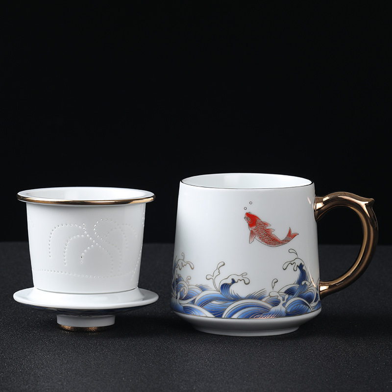 Cốc cốc dung tích lớn có nắp lọc gốm bên trong cốc pha trà cốc tách trà văn phòng hộp quà bán buôn