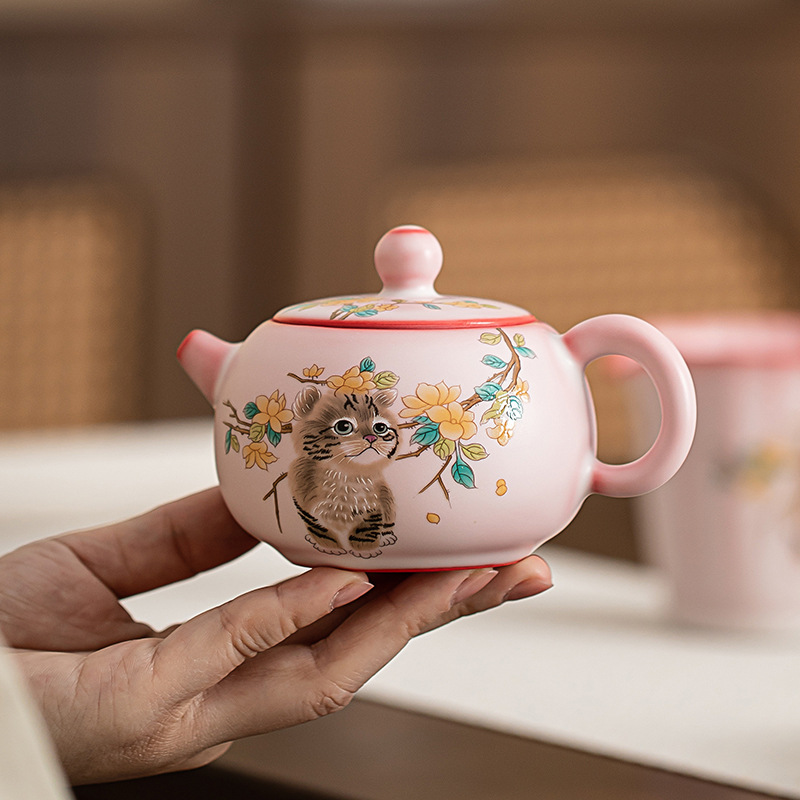Ấm trà mèo Xishi đông lạnh mỡ lợn ấm trà gốm sứ gia dụng cỡ lớn Ấm lọc Hộp Quà Bộ trà Kung Fu kiểu Trung Quốc