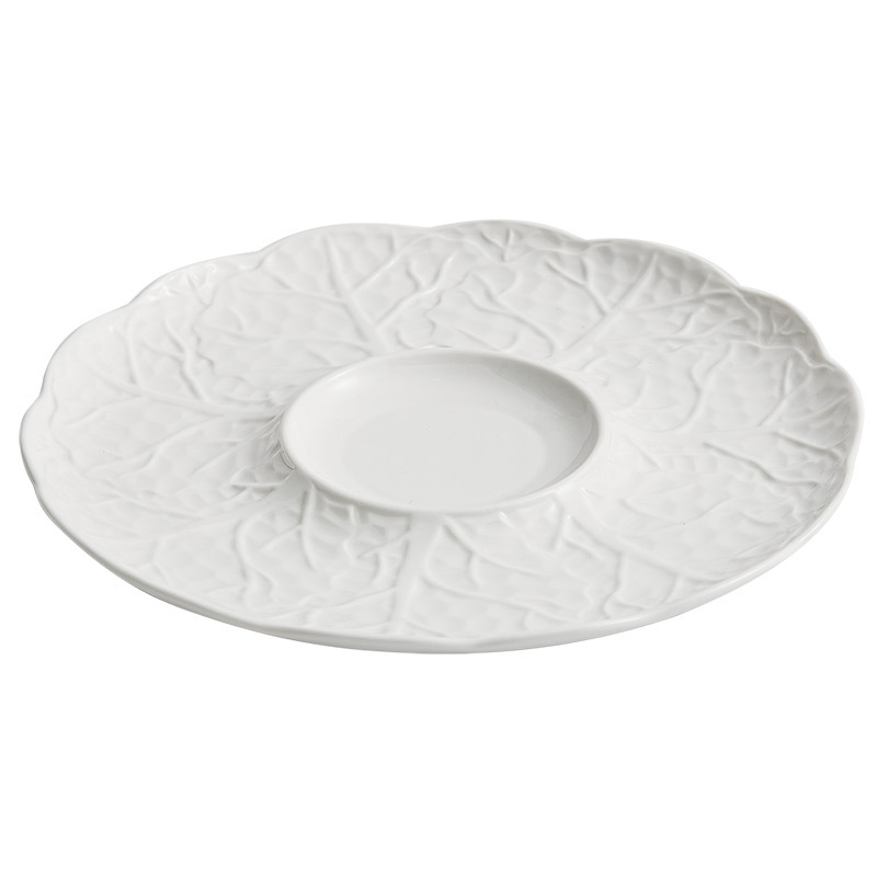 Đĩa hình bắp cải, đĩa gốm sứ trắng nhẹ sang trọng, đồ ăn tây cao cấp, đĩa phẳng, bộ đồ ăn khách sạn cao cấp