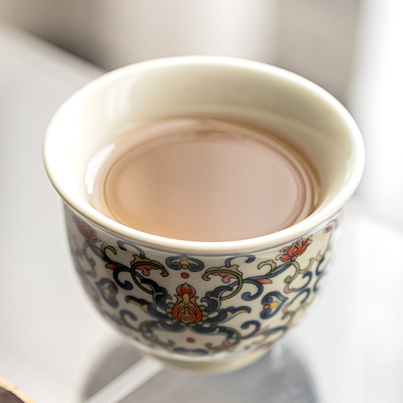 Chén Trà Hoa Sen Xanh Trắng Jingde cốc chủ nhân gốm sứ cốc trà cao cấp Hộp Quà Tặng Bộ trà Kung Fu