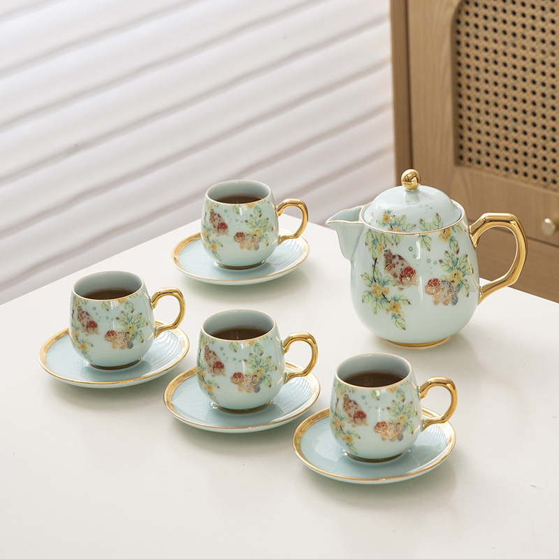 Bộ tách cà phê gốm sứ giá trị cao Bộ hộp quà ấm pha cà phê tinh tế cao cấp Bộ trà chiều ấm trà hoa trà