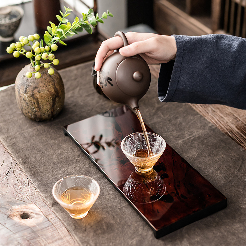 Khay pha trà sơn mài lớn kiểu giữa Đại An Đường khay pha khô bàn pha trà Kung Fu phòng khách gia dụng khay pha khô trang trí phòng trà