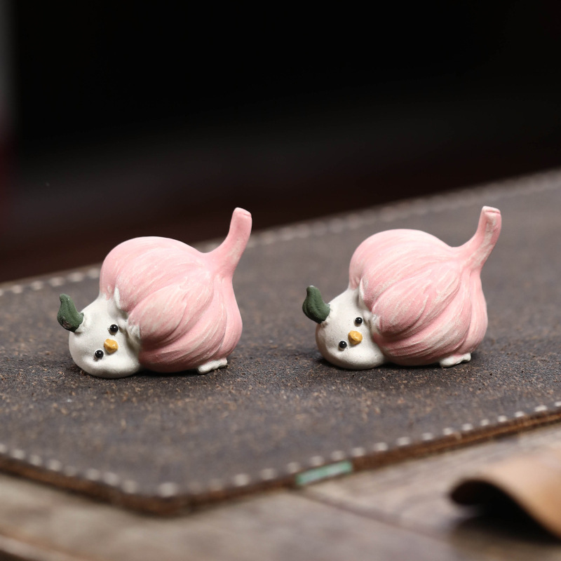 Yixing trà cát tím thú cưng tỏi chim đồ trang trí sáng tạo thủ công điêu khắc tỏi chim gà bộ trà trà phụ kiện có thể được nâng lên