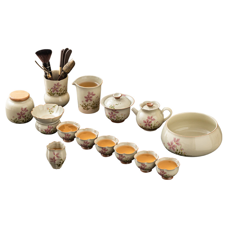 Bộ ấm trà hoa cúc nhỏ vẽ tay Bộ ấm trà chén trà chén gốm sứ văn phòng gia dụng Bộ trà Kung Fu chuyên dùng để pha trà