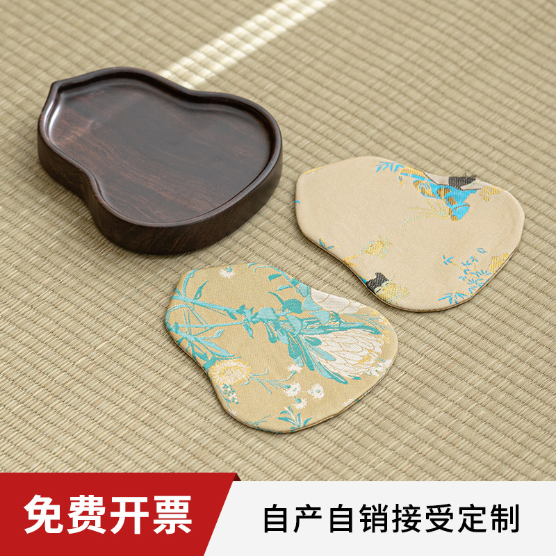 Khay pha khô gỗ óc chó Fulu kiểu Trung Quốc mới, khay đựng cốc trà, khay đựng trà, tấm cách nhiệt chiếu trà chống nước Song Jin