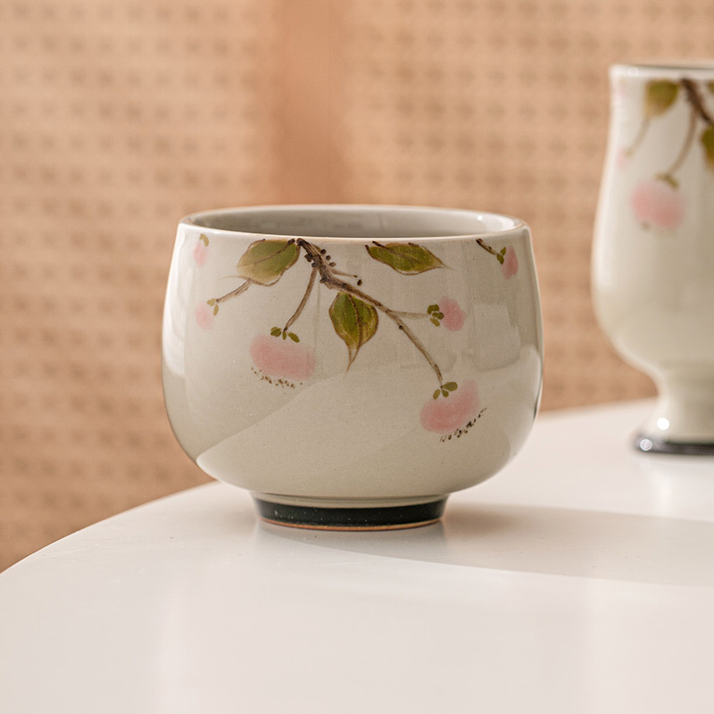Cốc Trà Lựu vẽ tay màu xám thực vật cốc trà gốm sứ cốc chủ nhân tách trà đơn bộ trà Kung Fu Trung Quốc Cốc thơm