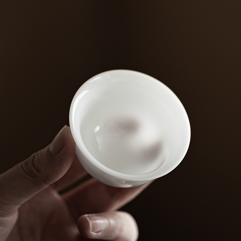 Cốc sứ ngọc bích loại băng, tách trà sứ trắng, tách trà nhỏ, cốc chủ nhân, Bộ trà gốm sứ thủ công, hộp quà