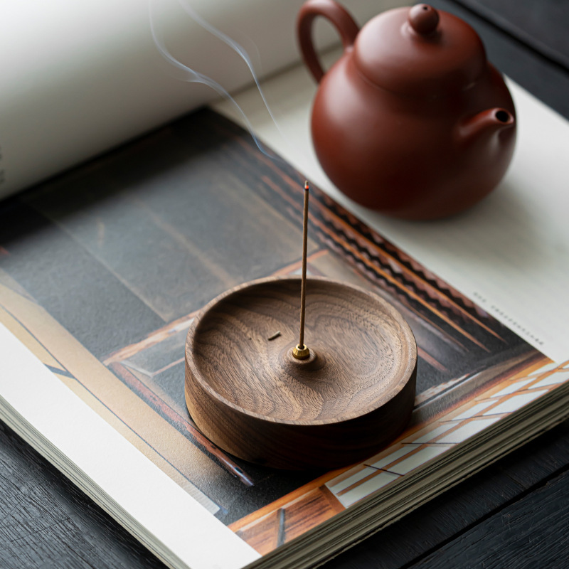 Cắm hương Gỗ Óc Chó Đen Bắc Mỹ cắm hương Thiền kiểu Trung Quốc cơ sở hương Trầm Hương sợi tròn