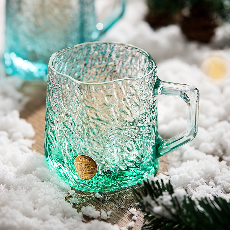Cốc thủy tinh Xuanbing cốc cà phê sữa nữ giá trị cao cốc uống nước trong suốt gia dụng có tay cầm giáng sinh 2023 mẫu mới