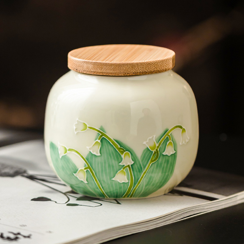 Hoa lan vẽ tay, bình trà ba nhân dân tệ nhỏ, bình trà kín, bình trà đỏ trắng xanh, bình nhỏ cầm tay, bình rỗng