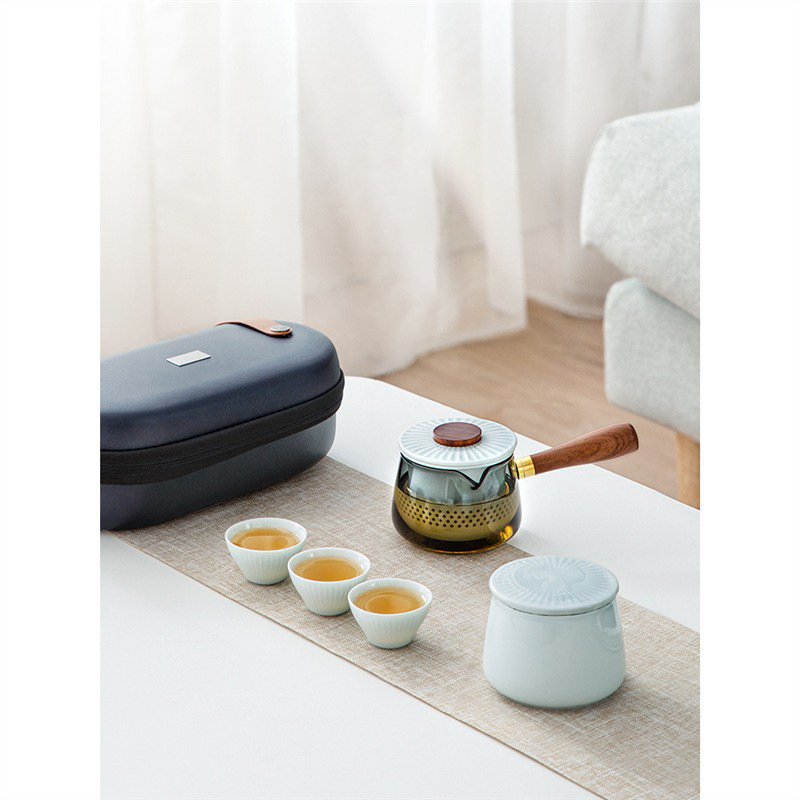 Bộ trà du lịch di động túi xách tay cắm trại ngoài trời cốc khách nhanh cốc trà Kung Fu ấm trà một ấm ba cốc