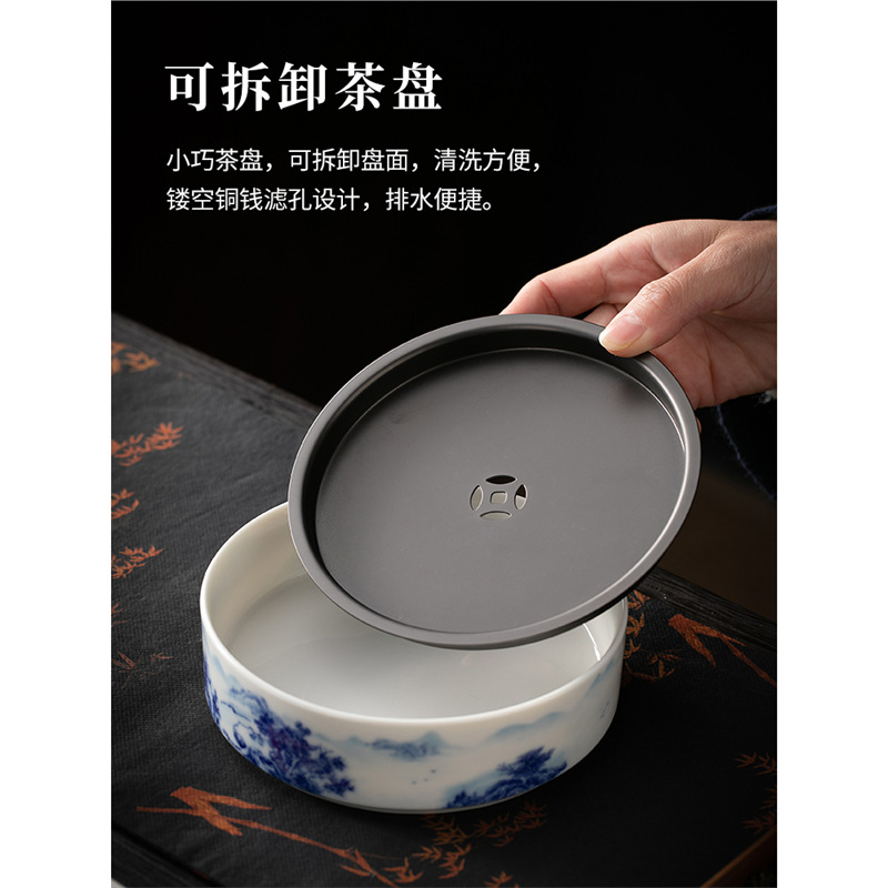 Bát có nắp sứ trắng xanh Jingdezhen Bát có nắp pha trà đơn cao cấp Bộ trà cốc pha trà Bát có nắp ba không nóng tay