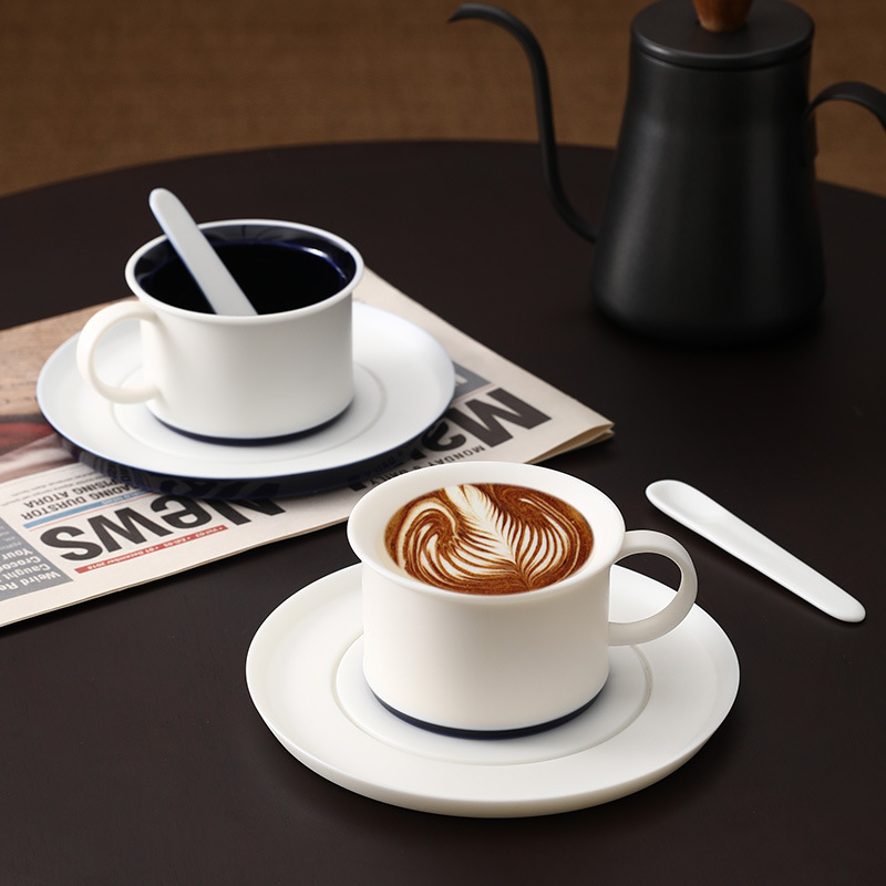 Bộ tách cà phê sứ trắng cốc Latte tai treo gốm sứ thiết kế tinh tế cao cấp cốc trà chiều kiểu Ý