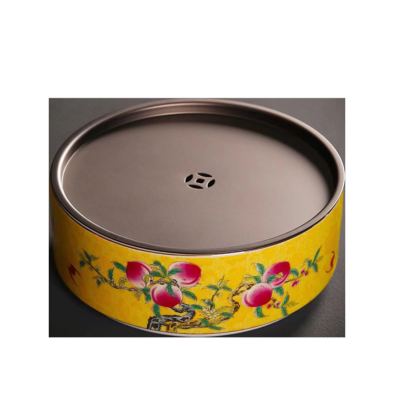 Chậu tráng men màu gốm sứ lưu trữ nước công suất lớn gia dụng hình tròn bọt khô bàn nâng chậu khay chậu lót trà bán buôn