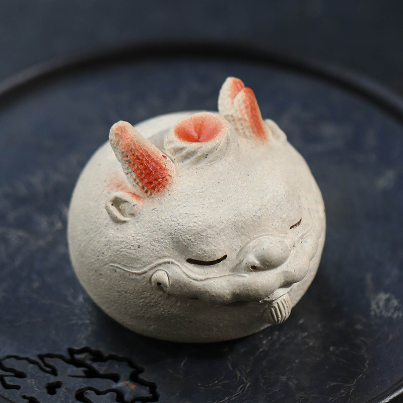 Thú cưng trà cát tím Xiaolongbao đồ trang trí rồng nhỏ dễ thương Bộ trà có thể nuôi được cửa hàng khay trà trang trí thủ công chơi trà hoạt hình